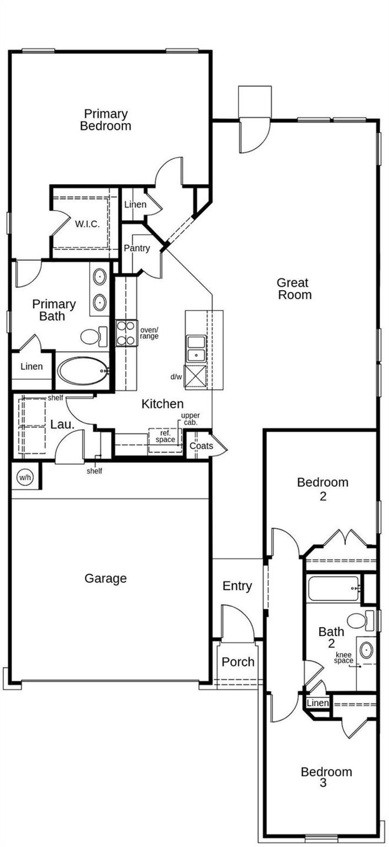 This floor plan features 3 bedrooms, 2 full baths, and over 1,600 square feet of living space.