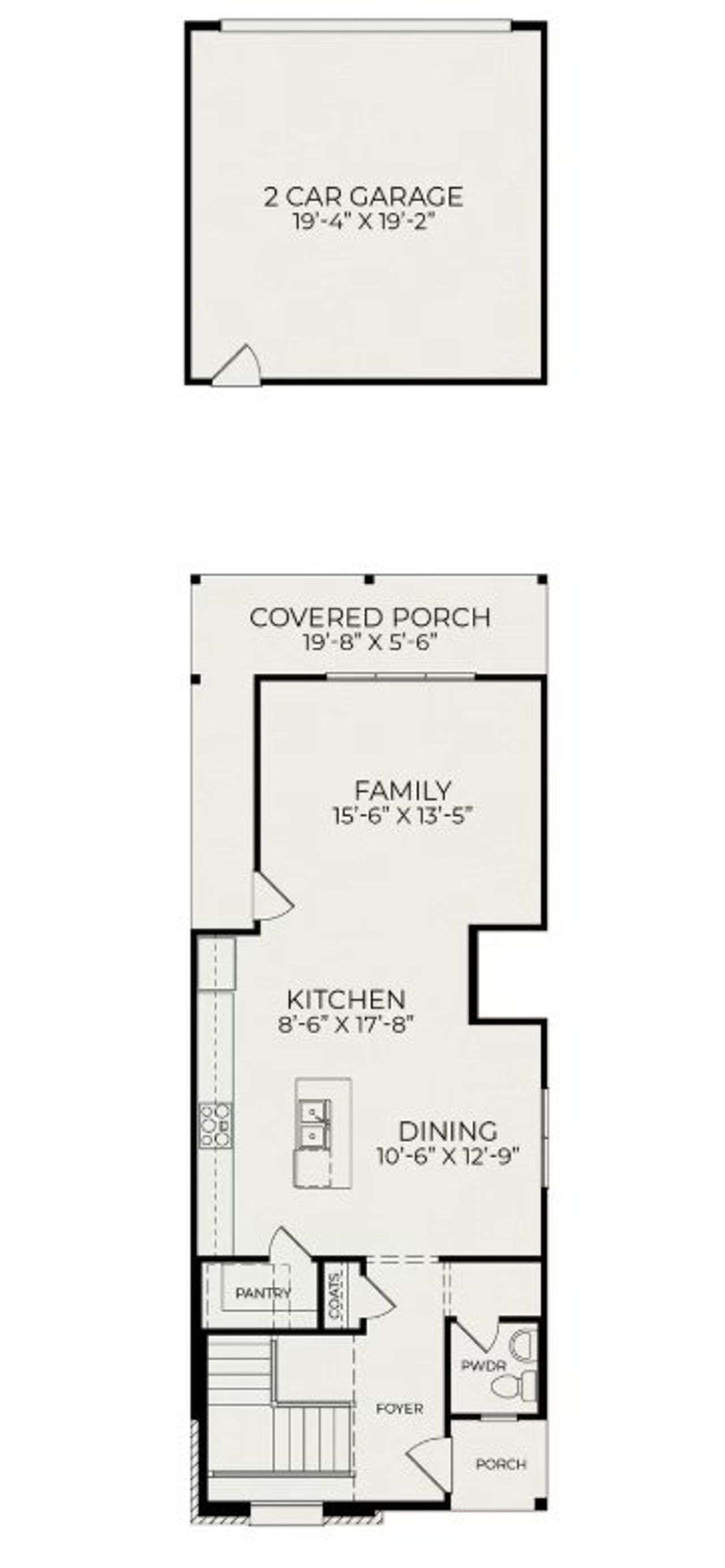 2D floor plan layout for the Flint A by Homes by Dickerson in NoVi Chatham Park, Pittsboro, NC (Image 2). 2D floor plan layout for the Flint A by Homes by Dickerson in NoVi Chatham Park, Pittsboro, NC (Image 2).