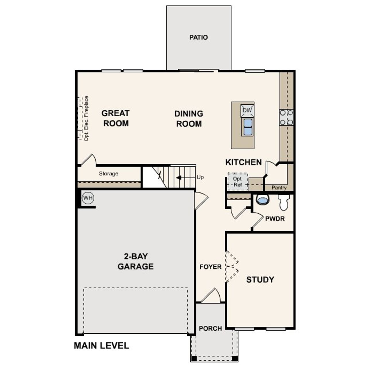 2D floor plan layout for the Woodruff II by Century Communities in Meadow Creek Village, Locust, NC (Image 2).
