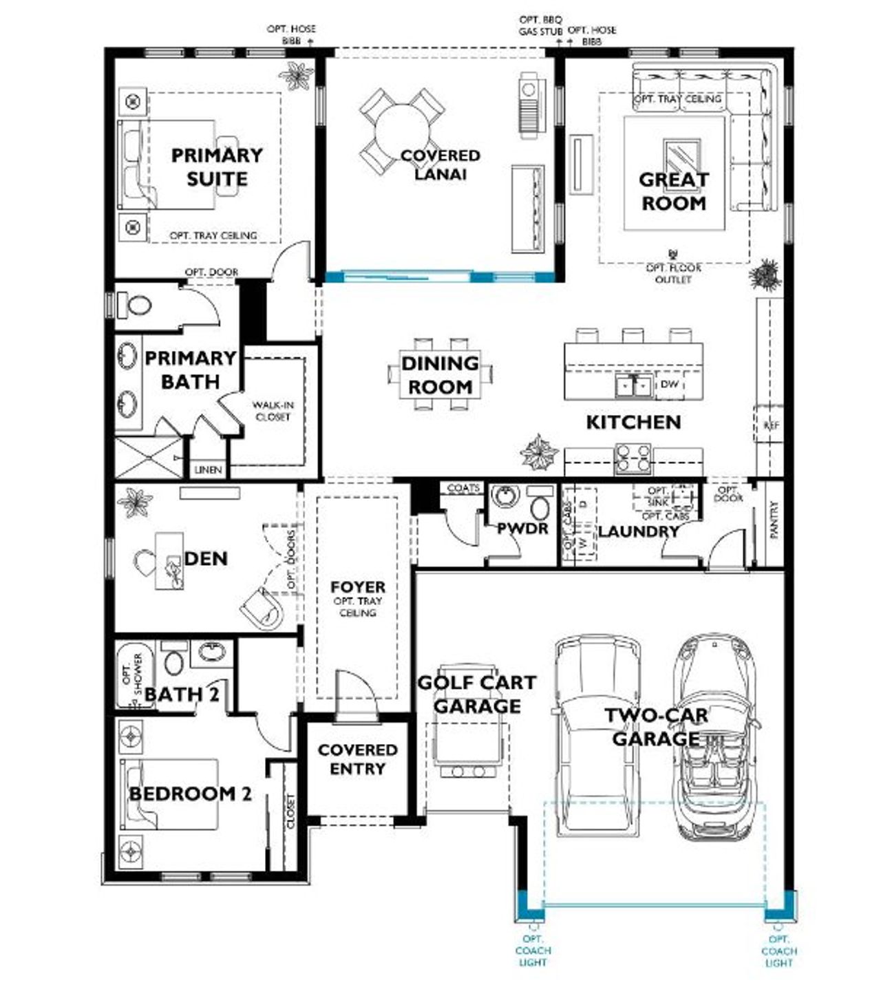 2D floor plan layout of this home in Ocala Preserve, Ocala, FL (Image 2). 2D floor plan layout of this home in Ocala Preserve, Ocala, FL (Image 2).