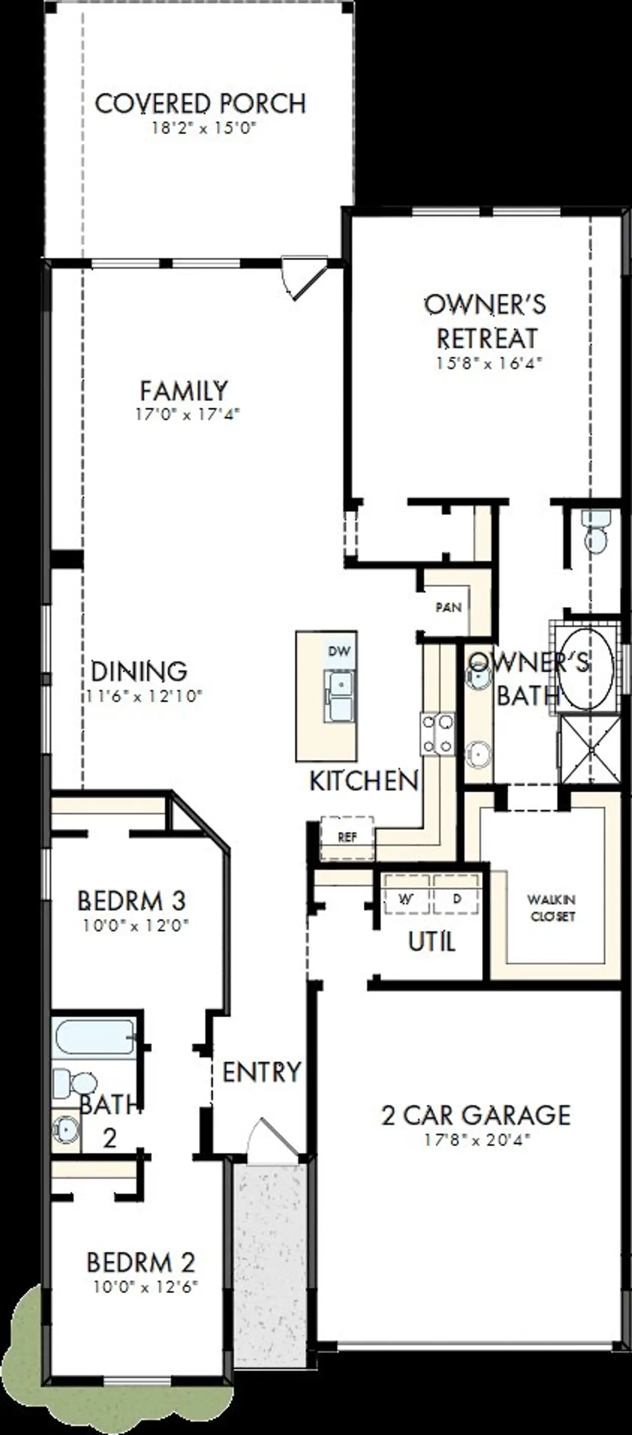 2D floor plan layout of this home in Escondido - Terrace Collection, Magnolia, TX (Image 2).
