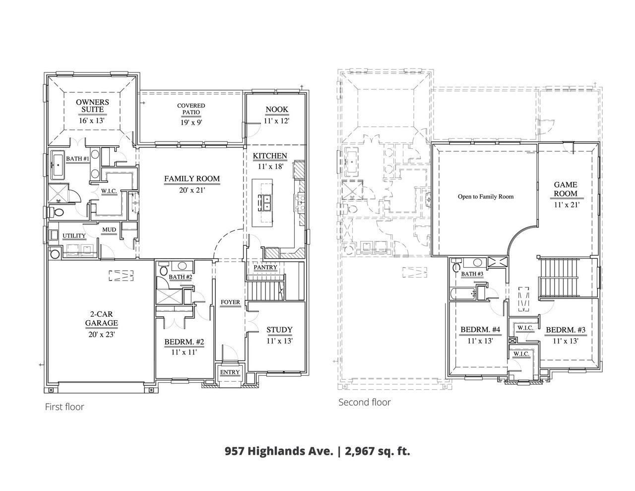 2D floor plan layout of this home in Parks of Aledo, Aledo, TX (Image 2).