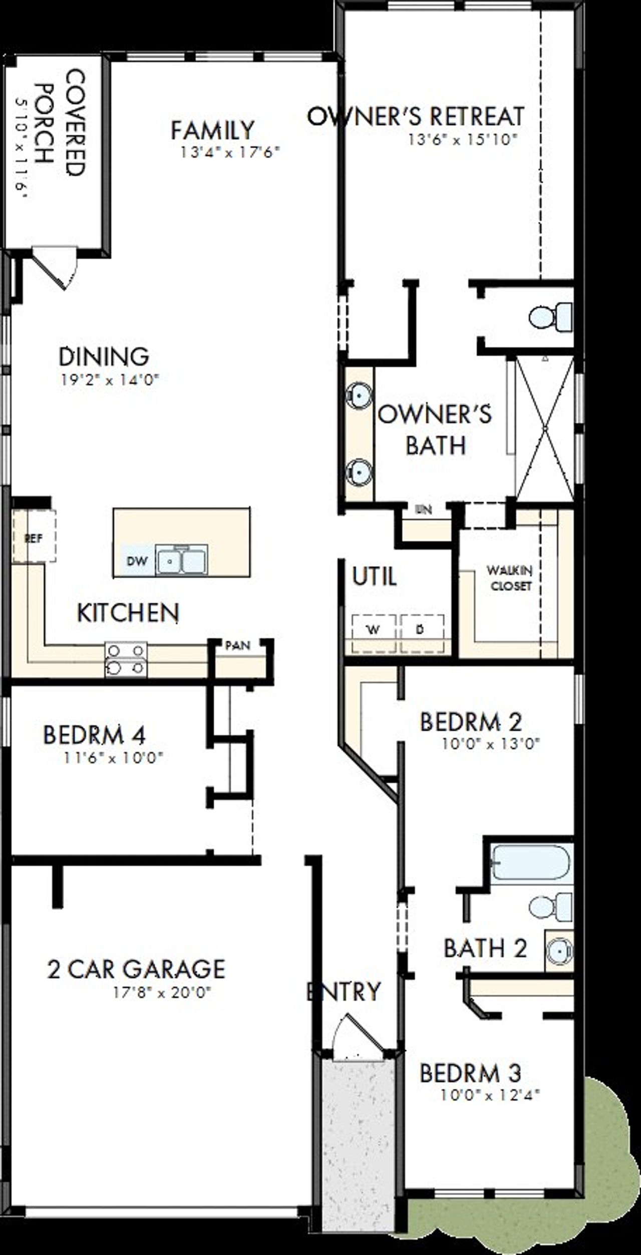 2D floor plan layout of this home in South Brook, Leander, TX (Image 2).