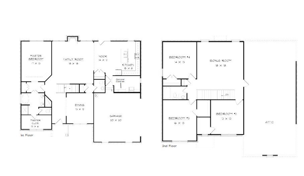 2D floor plan layout for the Havenbrooke by Southeastern Building Corporation in Westfield Manor Homes, Gallatin, TN (Image 2).