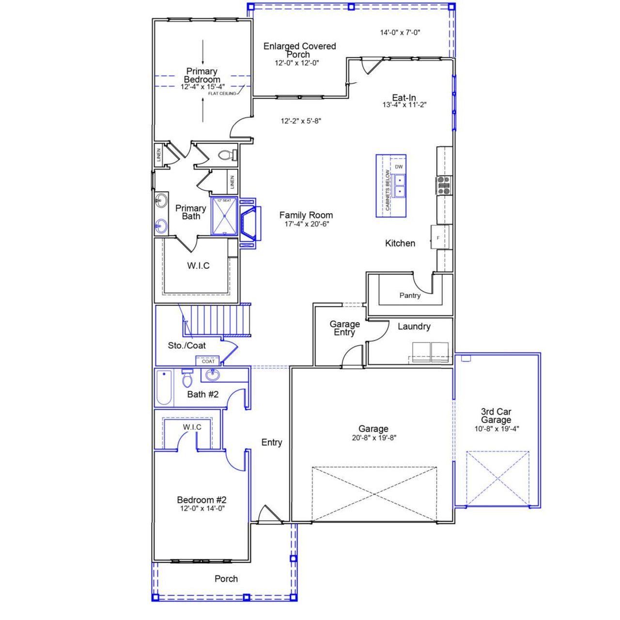 2D floor plan layout of this home in Indigo at Abbey Preserve, Wilmington, NC (Image 2).