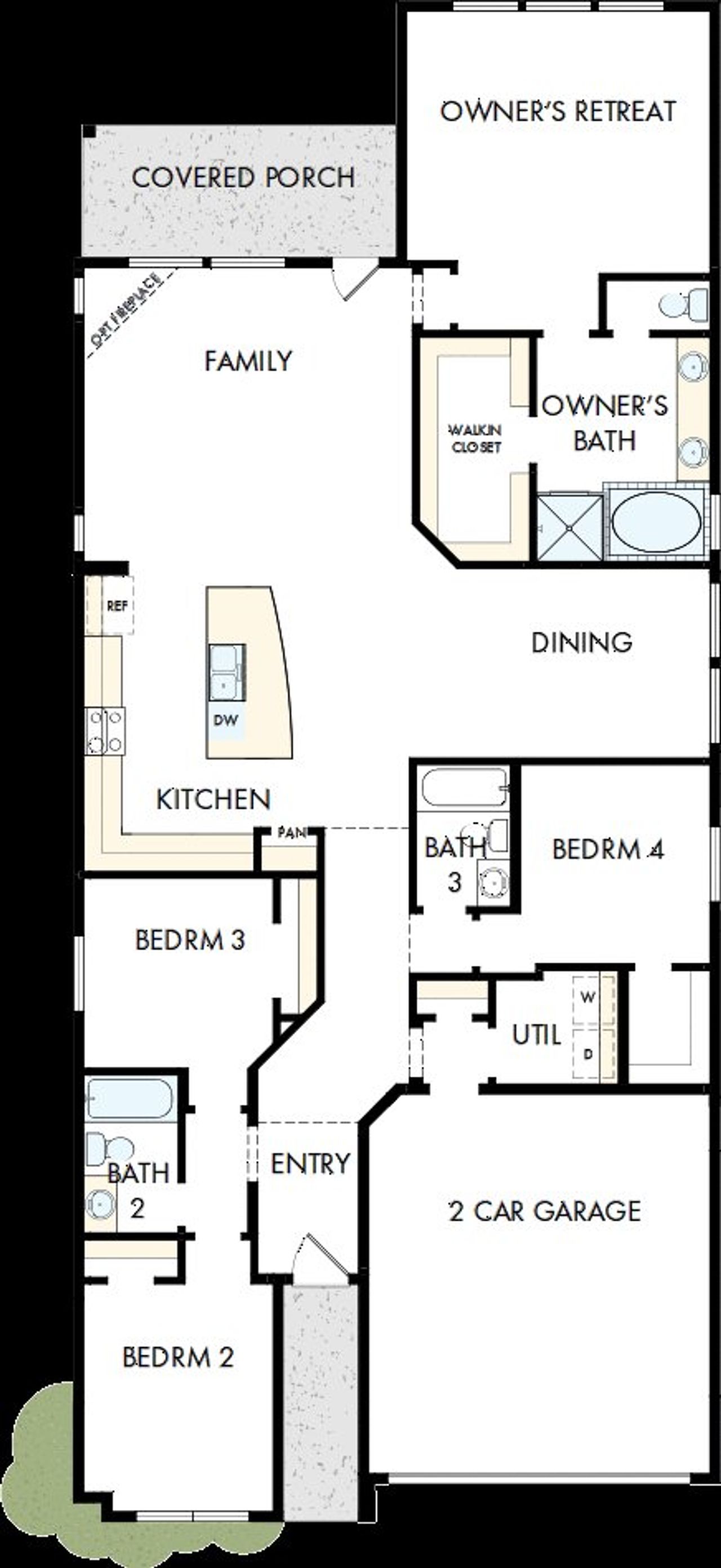 2D floor plan layout of this home in Pomona 45' Homesites, Manvel, TX (Image 2).