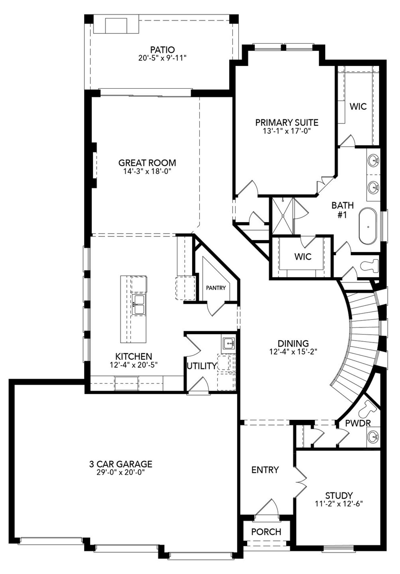 2D floor plan layout of this home in Rio Vista at Kelly Ranch, Aledo, TX (Image 2).