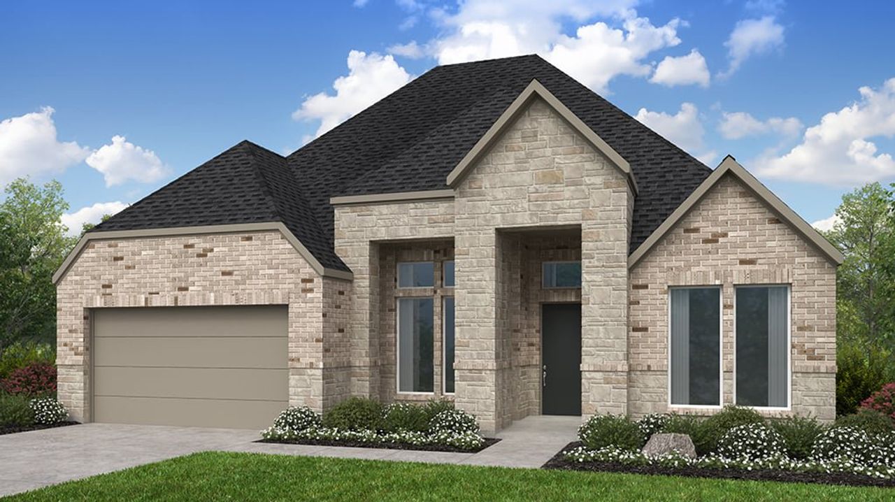 Representative exterior photo of a completed home built from the Blakely by Taylor Morrison in Blue Creek Trails, Richmond, TX (Image 2). Representative exterior photo of a completed home built from the Blakely by Taylor Morrison in Blue Creek Trails, Richmond, TX (Image 2).