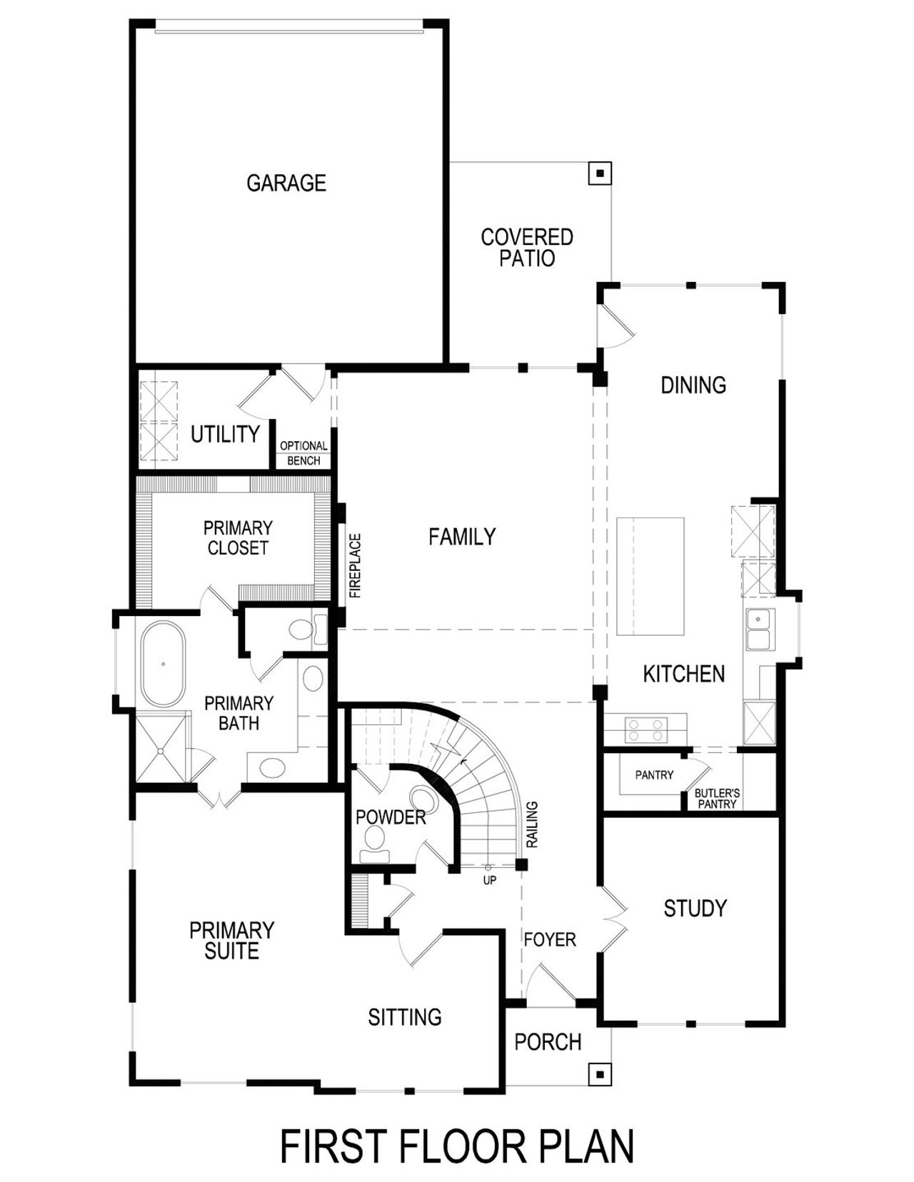 2D floor plan layout for the Princeton 1R-CW by First Texas Homes in Villages of Creekwood, Frisco, TX (Image 2).