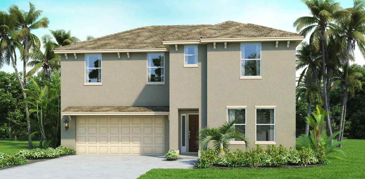 Front exterior of a new home in Timberwalk, Mount Dora, FL, highlighting curb appeal (Image 2).