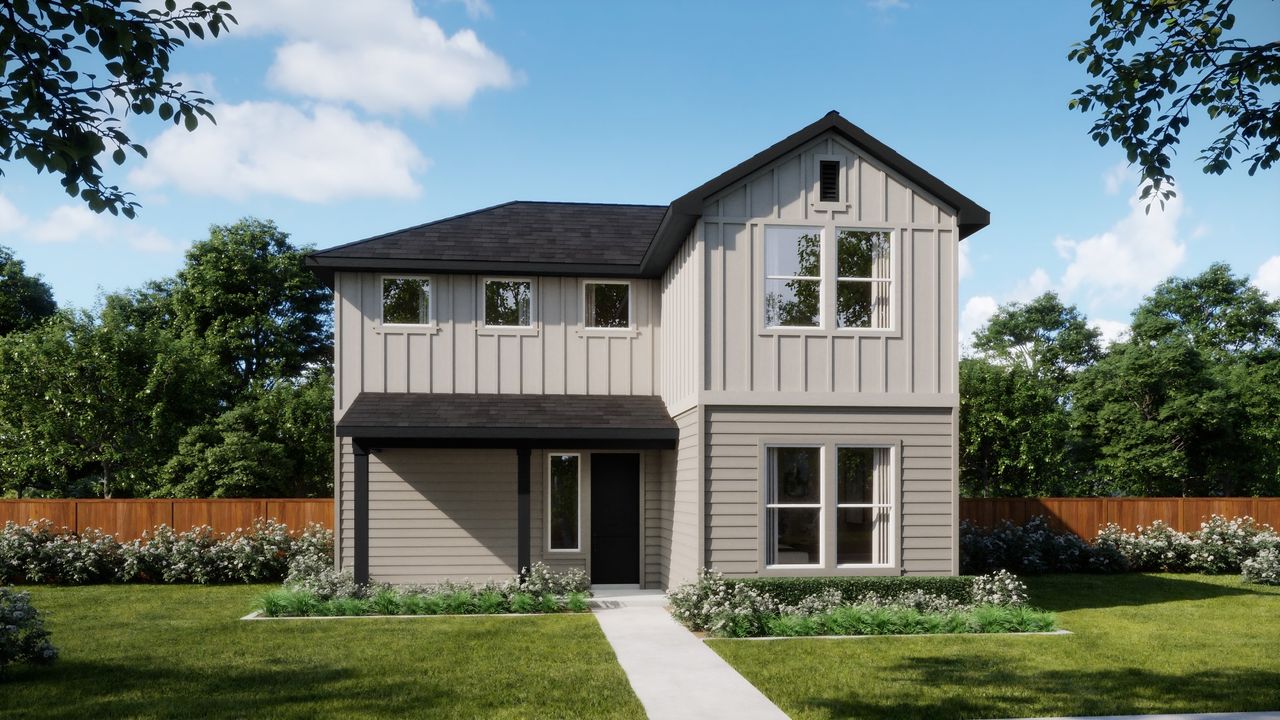 Representative exterior photo of a completed home built from the 3553 by Risewell Homes in Parkton Square, Kyle, TX (Image 2).