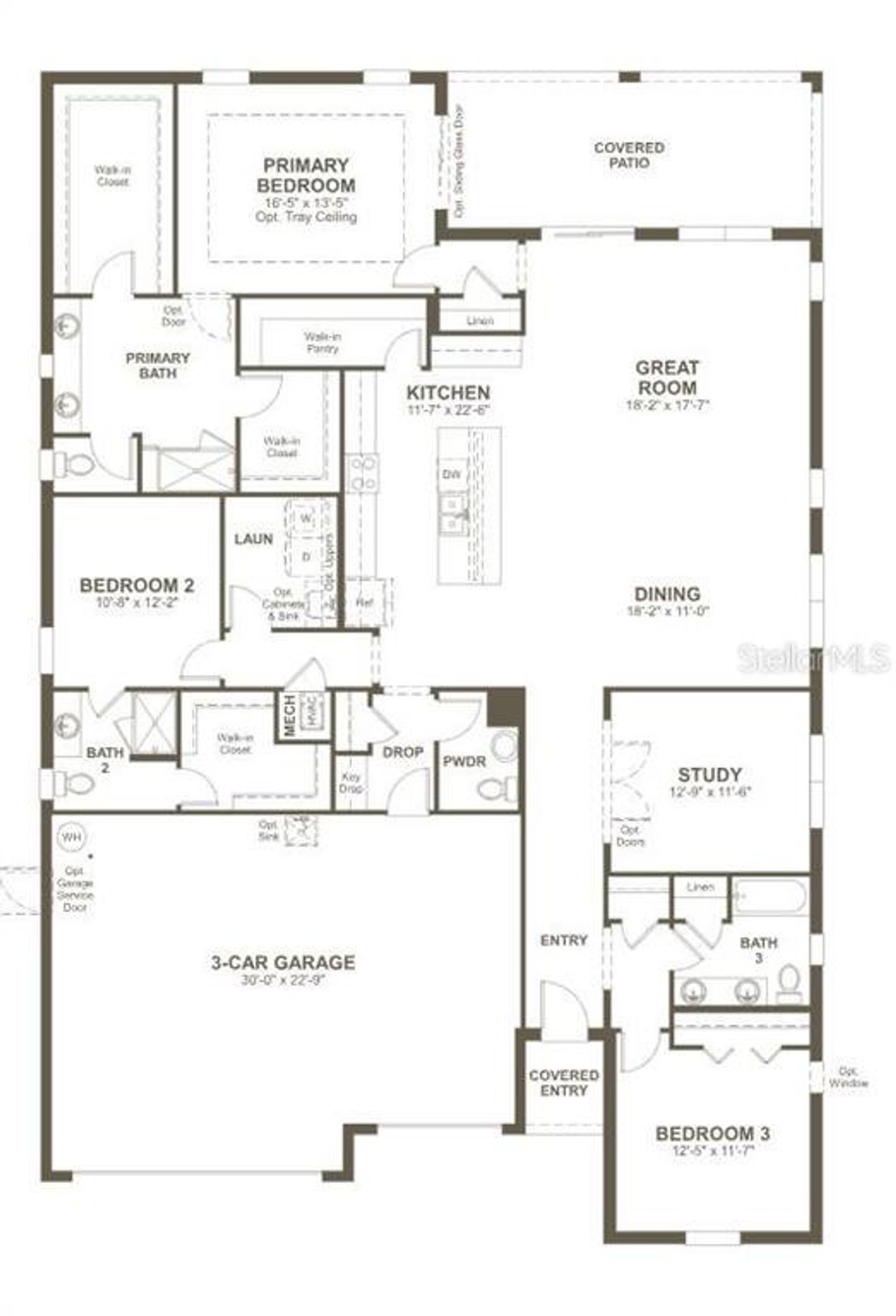 2D floor plan layout of this home in Rye Manor at Legacy Preserve, Parrish, FL (Image 2).