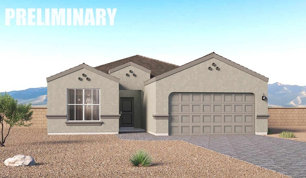 Representative exterior photo of a completed home built from the Hampton - Plan 1595 by D.R. Horton in Solterra, Green Valley, AZ (Image 2). Representative exterior photo of a completed home built from the Hampton - Plan 1595 by D.R. Horton in Solterra, Green Valley, AZ (Image 2).