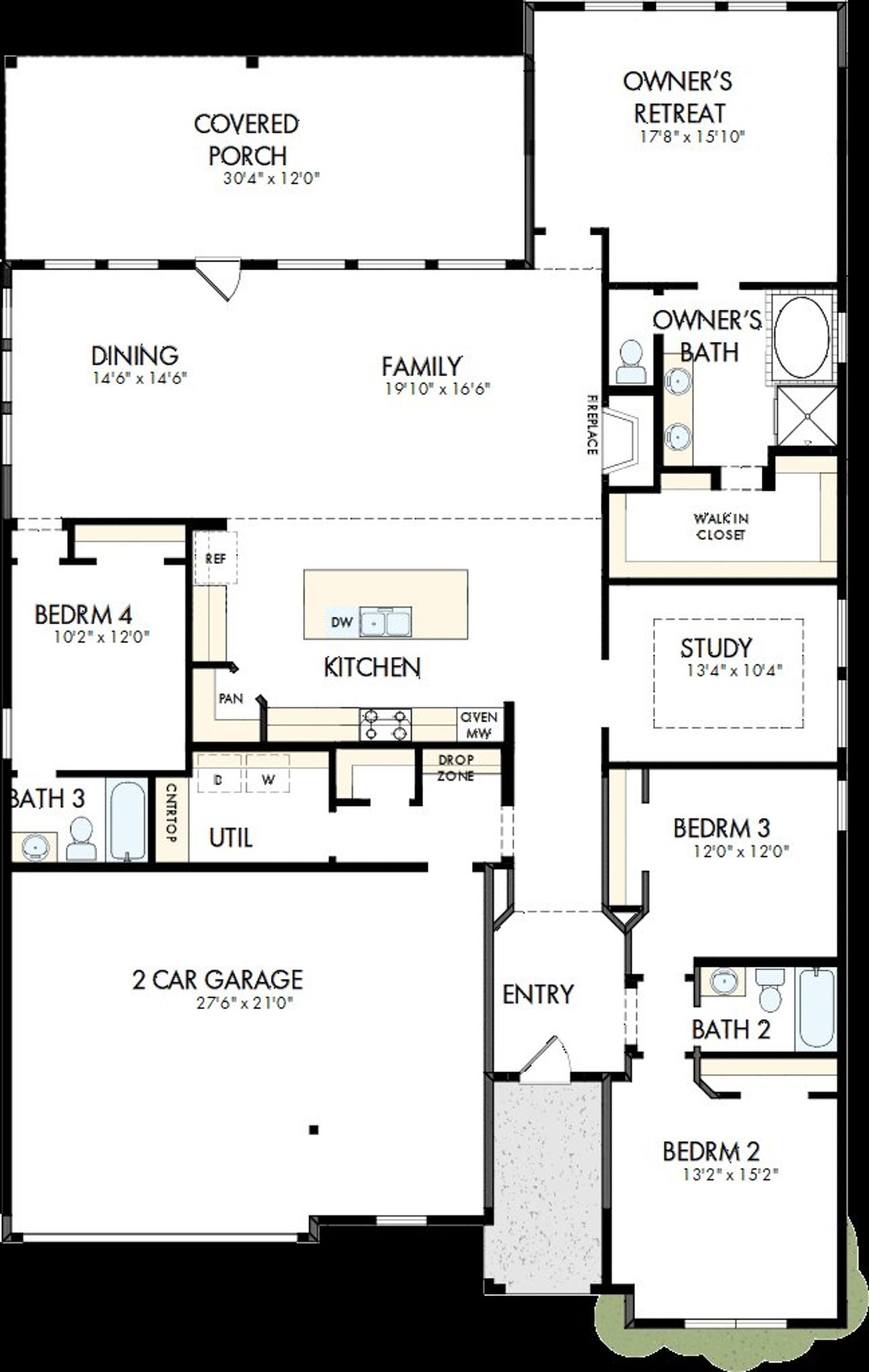 2D floor plan layout of this home in Redden Farms - Executive Series, Midlothian, TX (Image 2).