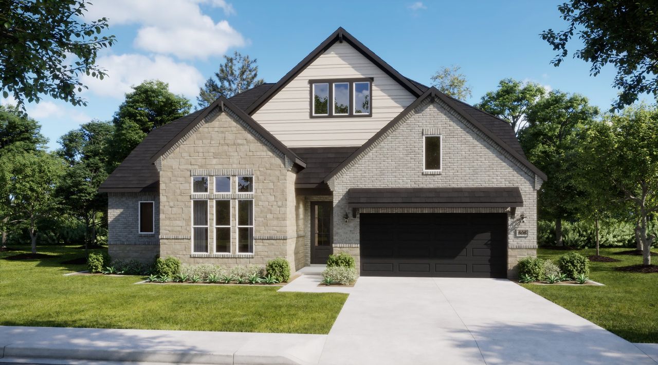 Representative exterior photo of a completed home built from the Panorama by Risewell Homes in Lovers Landing, Forney, TX (Image 2).