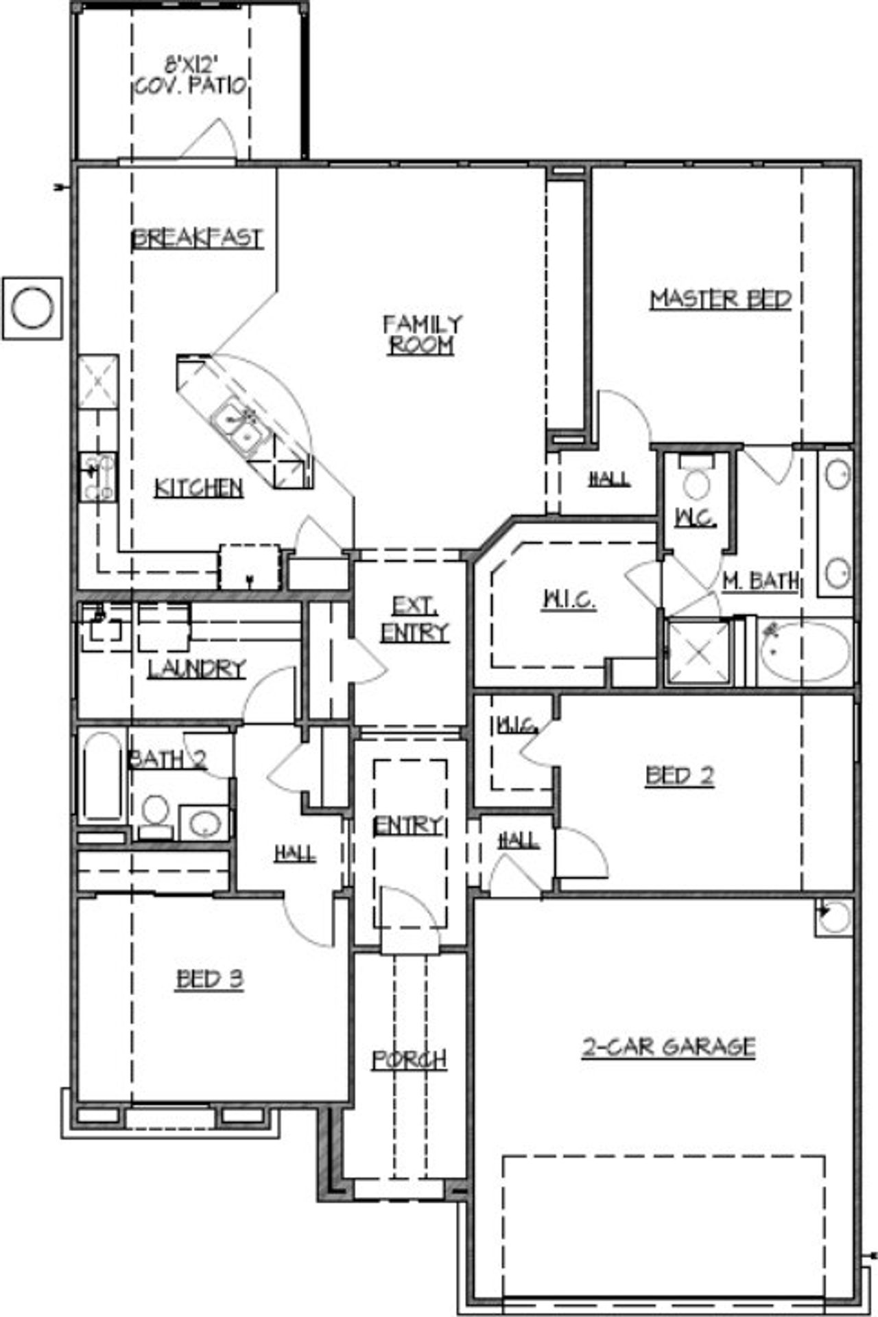 2D floor plan layout for the Plan 1663 by Texas Homes in The Enclave at Potranco Oaks, Castroville, TX (Image 2).