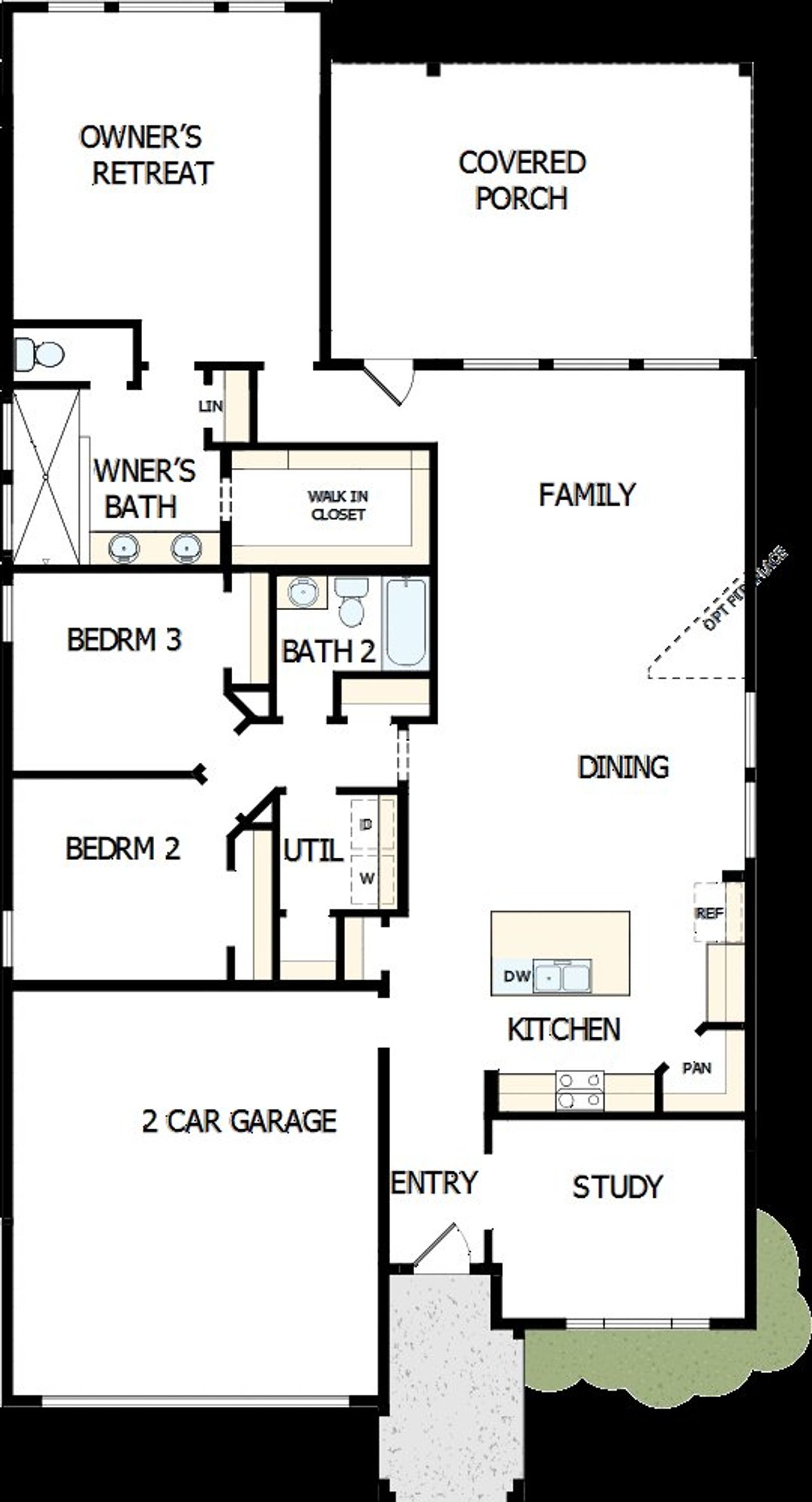 2D floor plan layout of this home in Riceland 50’ Front Load Homesites, Mont Belvieu, TX (Image 2).