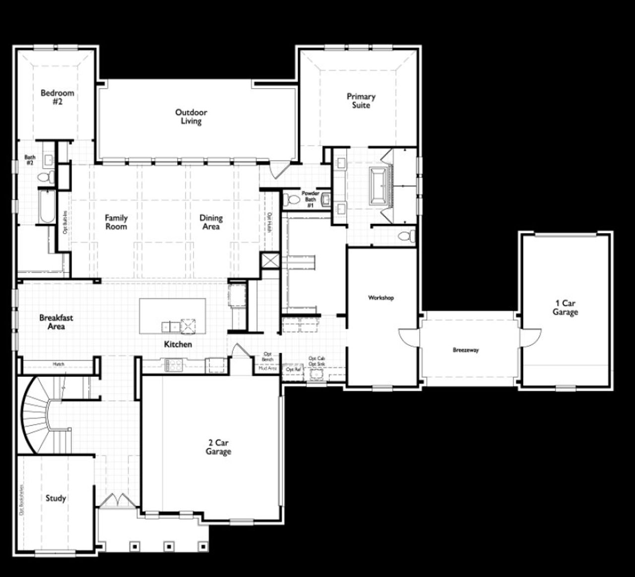 2D floor plan layout for the LivornoGR by Highland Homes in Estates at Bristol Valley, Heath, TX (Image 2).
