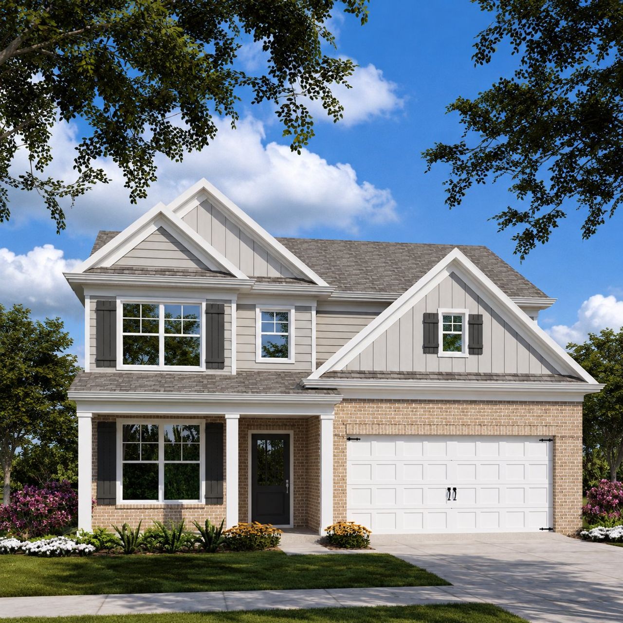 Representative exterior photo of a completed home built from the Heron Cottage by McKinley Homes in Mulberry Summit, Flowery Branch, GA (Image 2).
