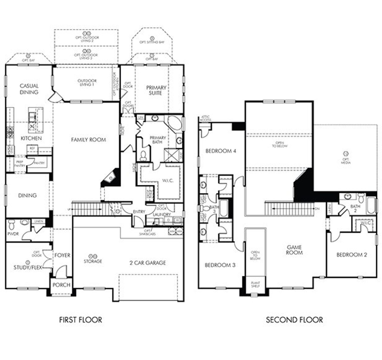 2D floor plan layout of this home in Massey Oaks - Estate Series, Pearland, TX (Image 2).