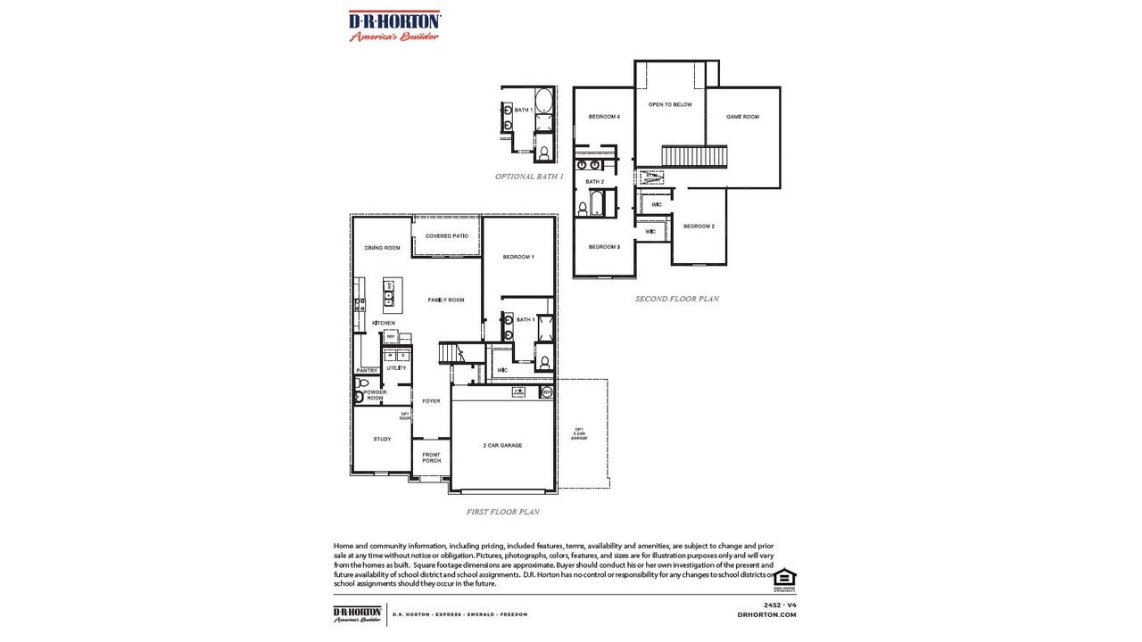 2D floor plan layout for the TEXOMA by D.R. Horton in Evergreen, Rosenberg, TX (Image 2).