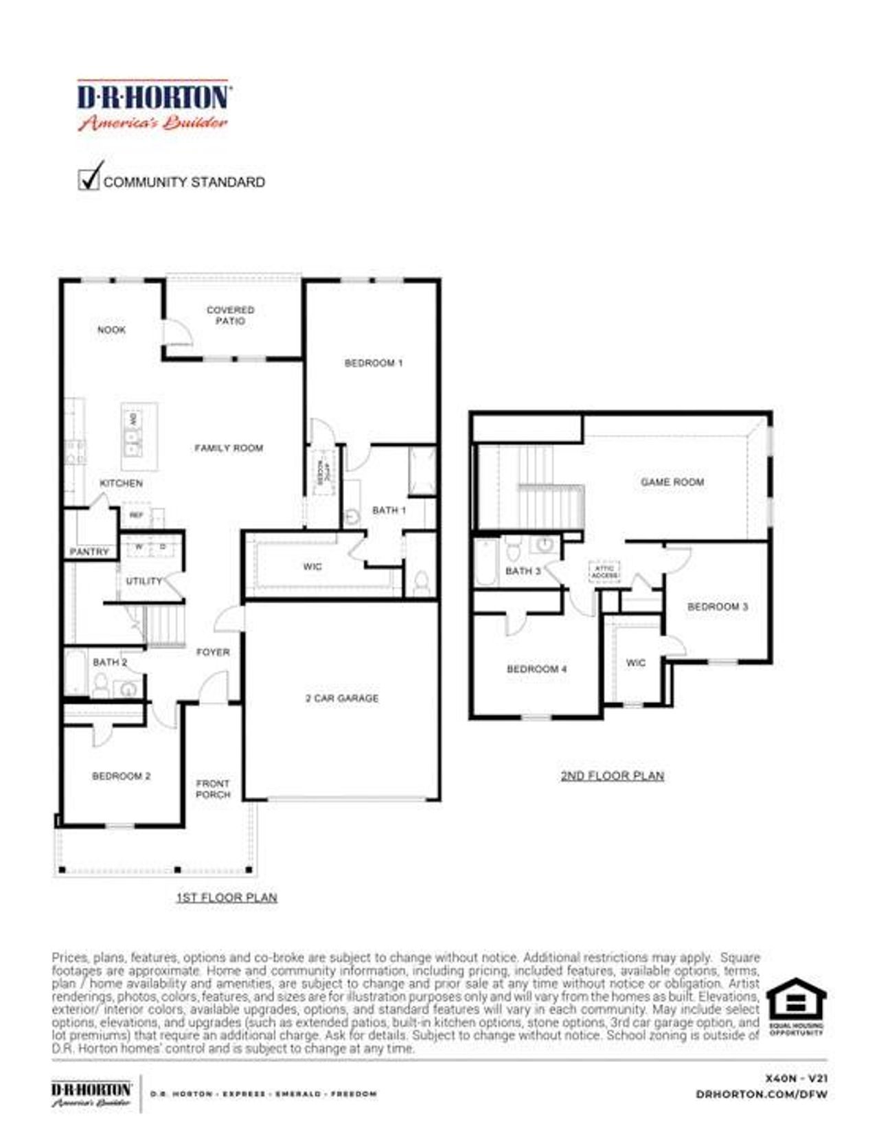 2D floor plan layout of this home in The Reserve at Timber Creek, Lindale, TX (Image 2).