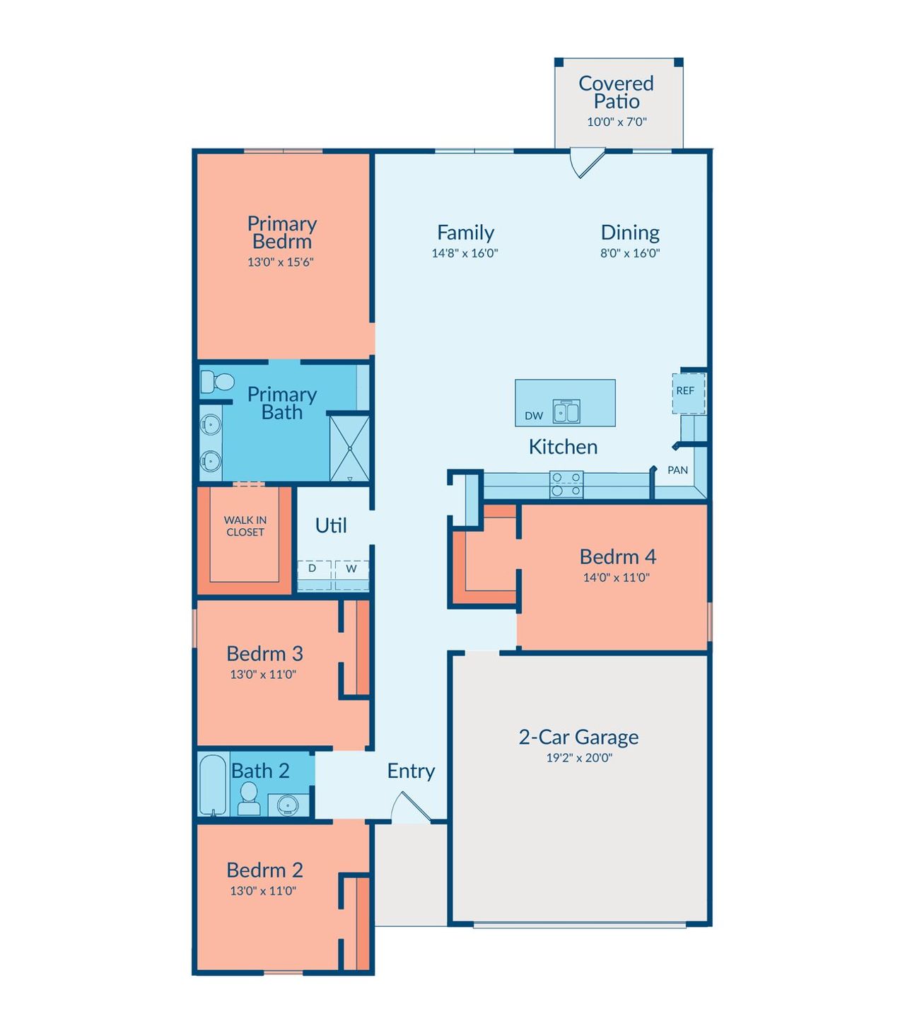 2D floor plan layout of this home in Sunterra Lakes, Brookshire, TX (Image 2).