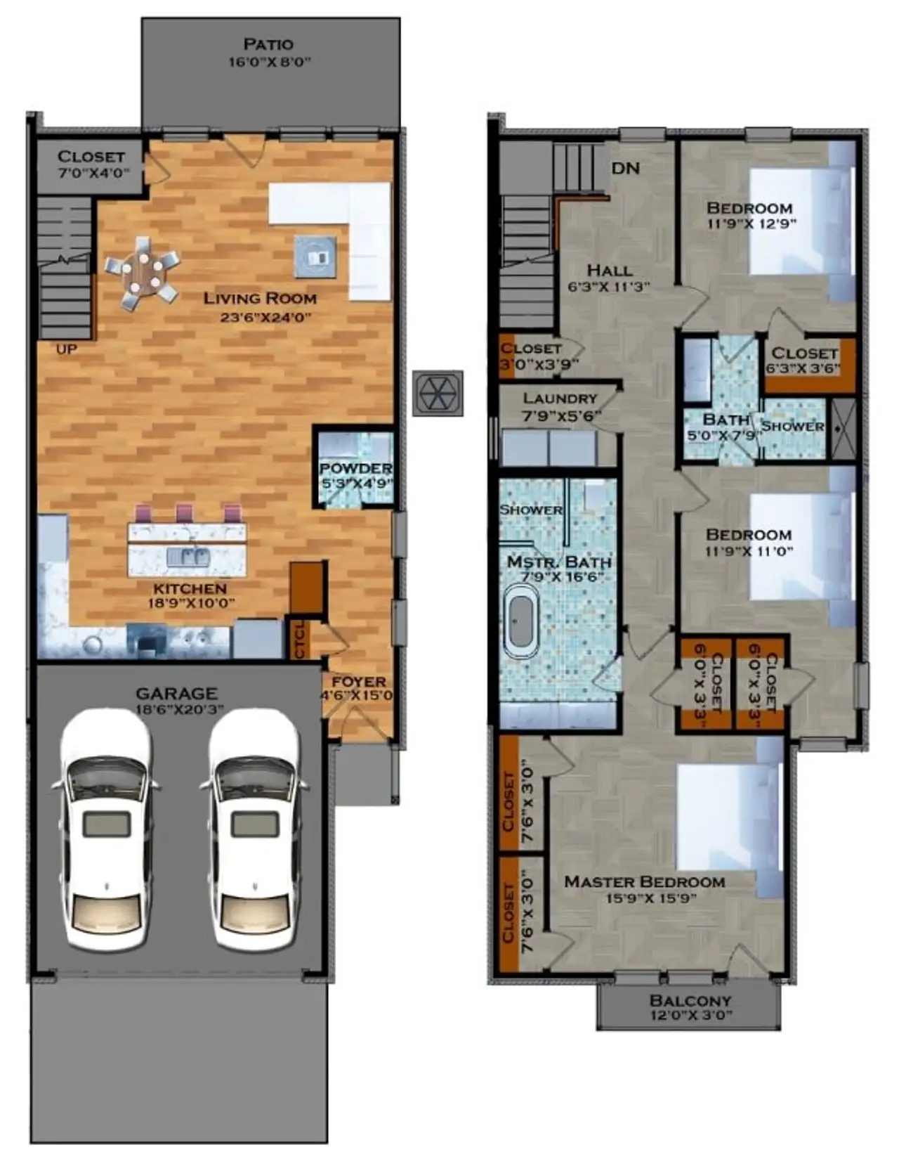 2D floor plan layout for the Nassau B by Havendale Homes in Brentwood Court, The Colony, TX (Image 2).