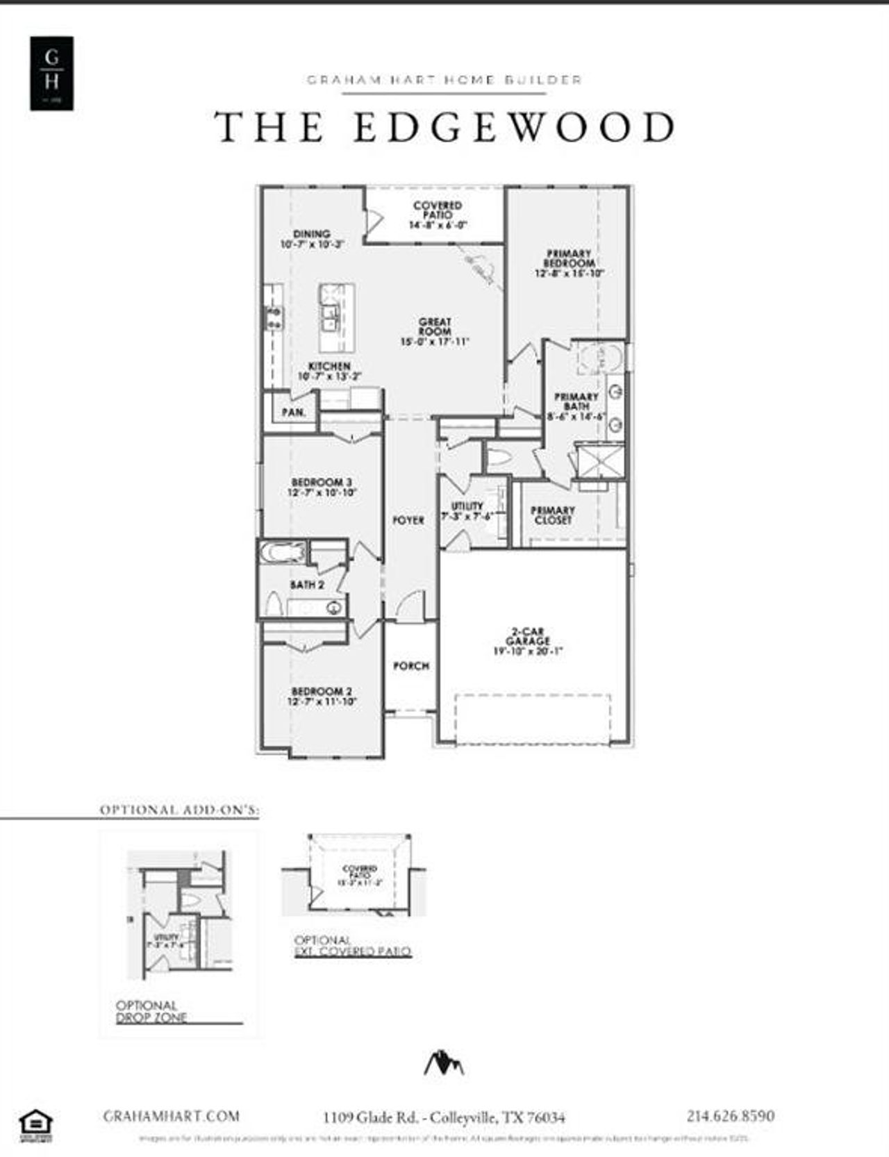 2D floor plan layout of this home in Meadow Lakes, Fort Worth, TX (Image 2).