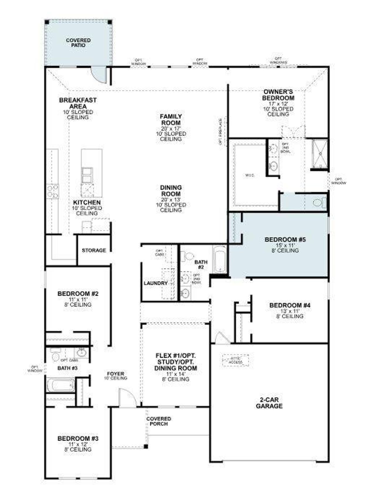 2D floor plan layout of this home in Kings Way, Denton, TX (Image 2).