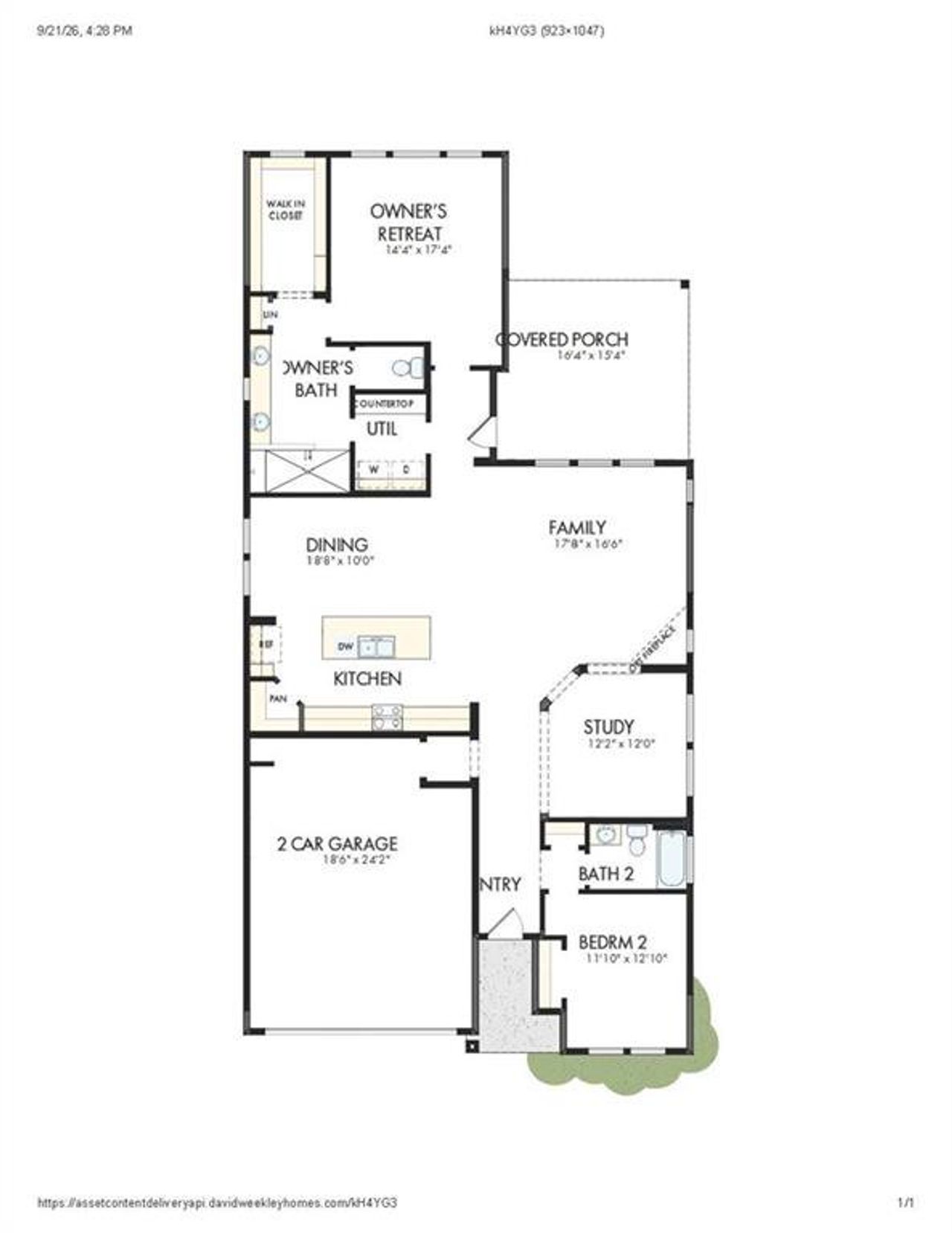 2D floor plan layout of this home in Maple Grove at Towne Lake, Woodstock, GA (Image 2).