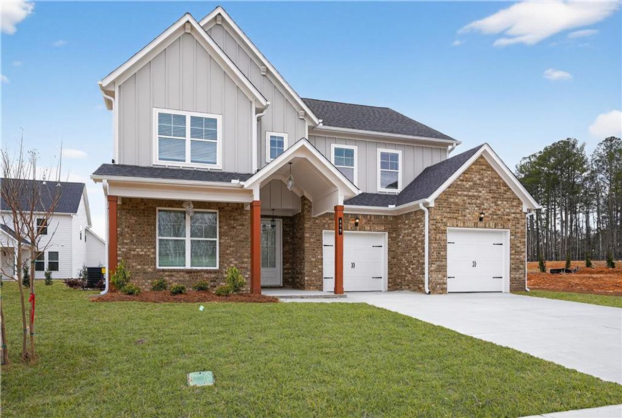 Front exterior of a new home in , Villa Rica, GA, highlighting curb appeal (Image 2). Front exterior of a new home in , Villa Rica, GA, highlighting curb appeal (Image 2).