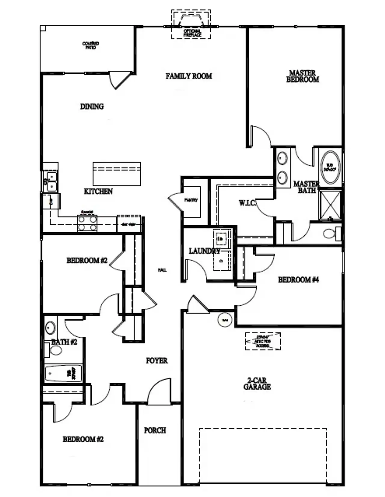 2D floor plan layout of this home in Tranquil South, Hinesville, GA (Image 2).