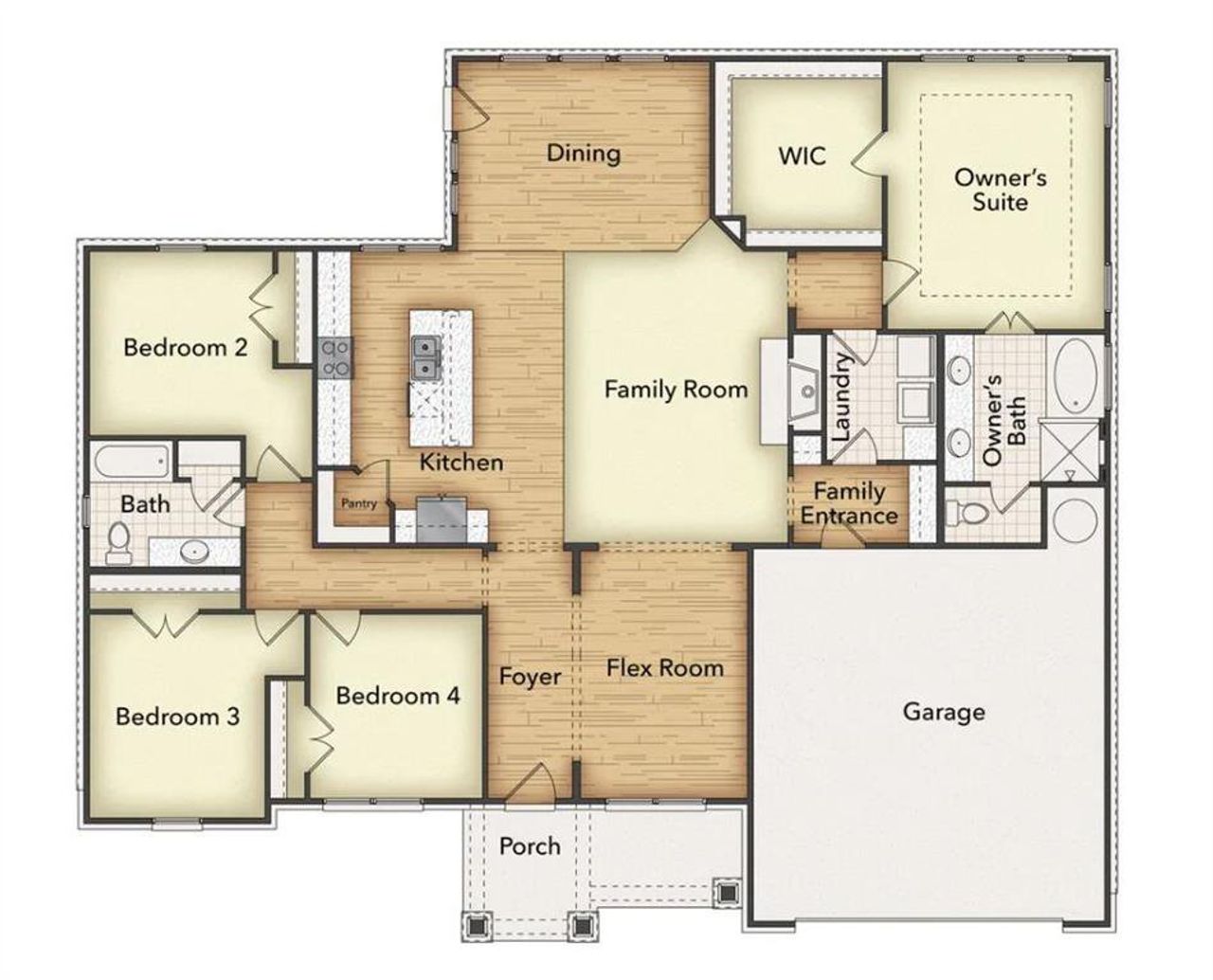 2D floor plan layout of this home in Clear Sky Addition, Valley View, TX (Image 2).