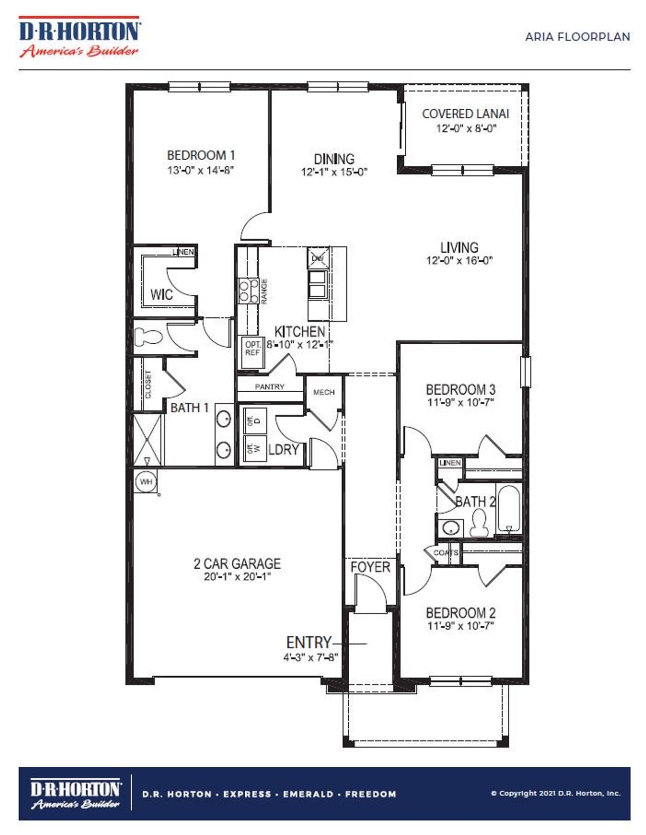 2D floor plan layout of this home in Timberwalk, Mount Dora, FL (Image 2).