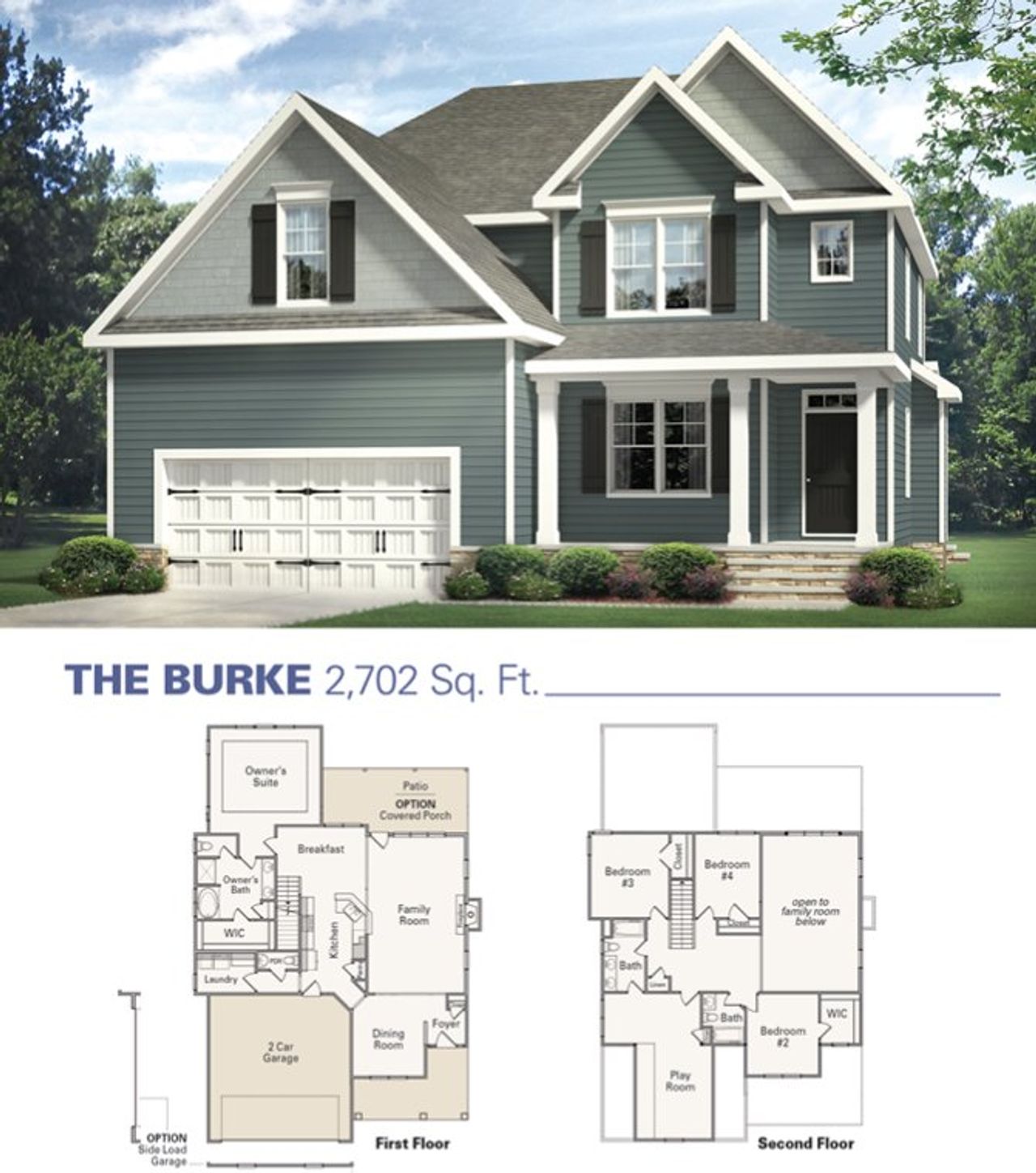 2D floor plan layout for the The Burke by Westan Homes in Ashcroft, Clayton, NC (Image 2).