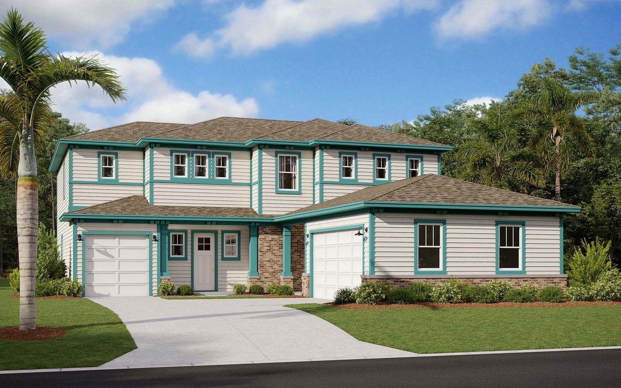 Representative exterior photo of a completed home built from the Aster by Dream Finders Homes in Weslyn Park at Sunbridge (Craft Homes), St. Cloud, FL (Image 2).