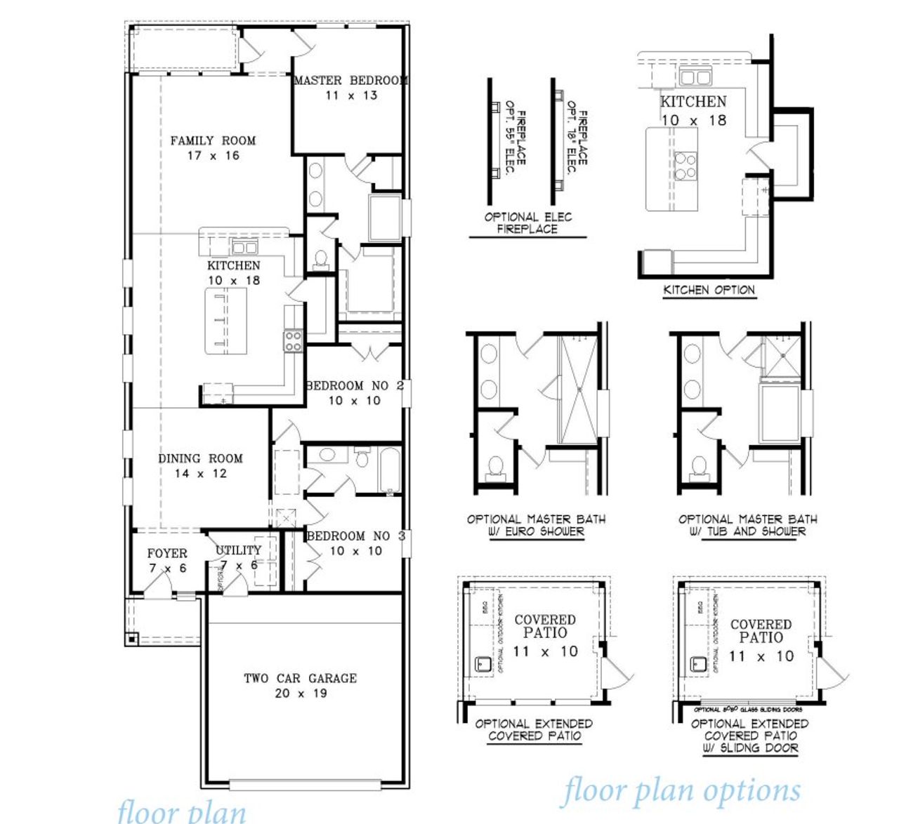 2D floor plan layout for the Blossom 1466 by J. Patrick Homes in Grange 40' Homesites, Katy, TX (Image 2).