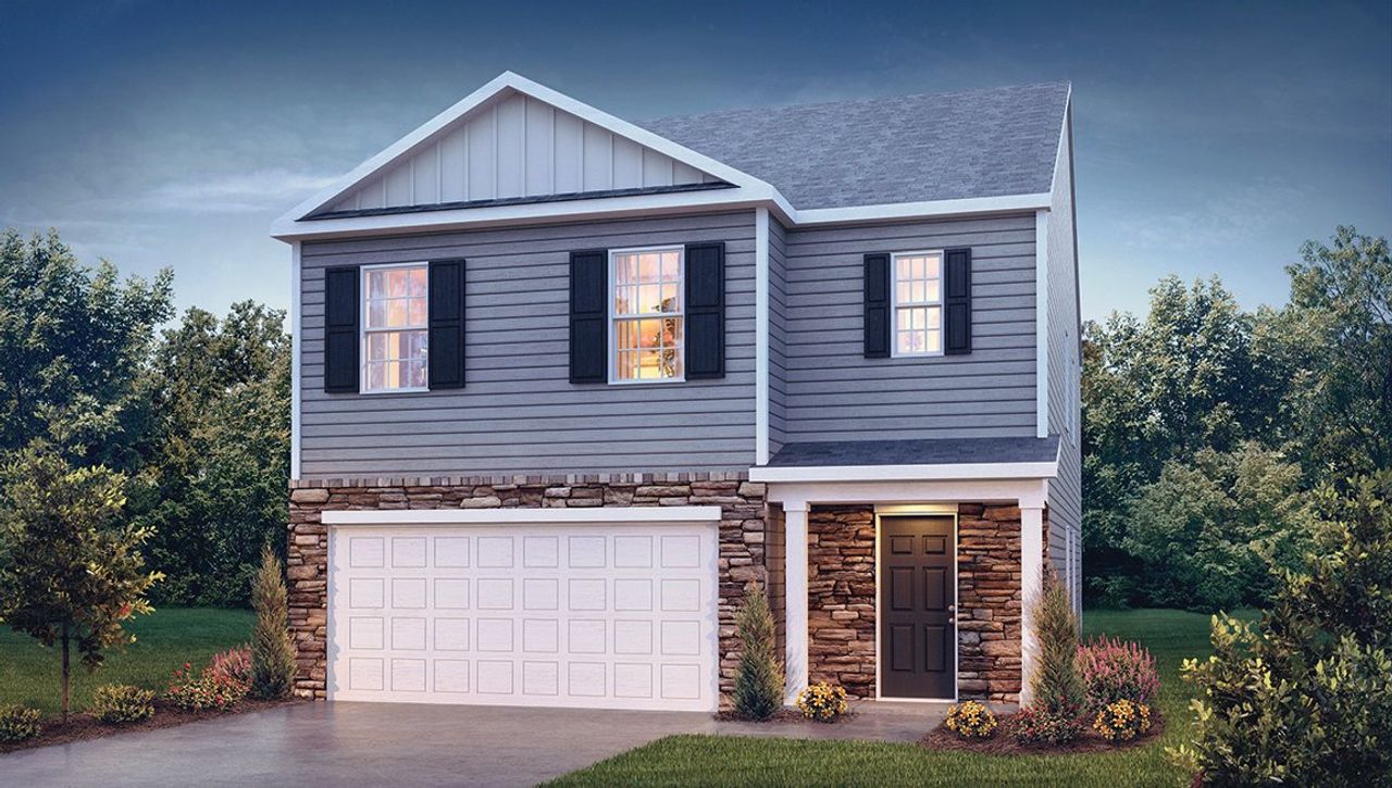 Representative exterior photo of a completed home built from the Robie by D.R. Horton in Rocky River Ridge, Anderson, SC (Image 2). Representative exterior photo of a completed home built from the Robie by D.R. Horton in Rocky River Ridge, Anderson, SC (Image 2).
