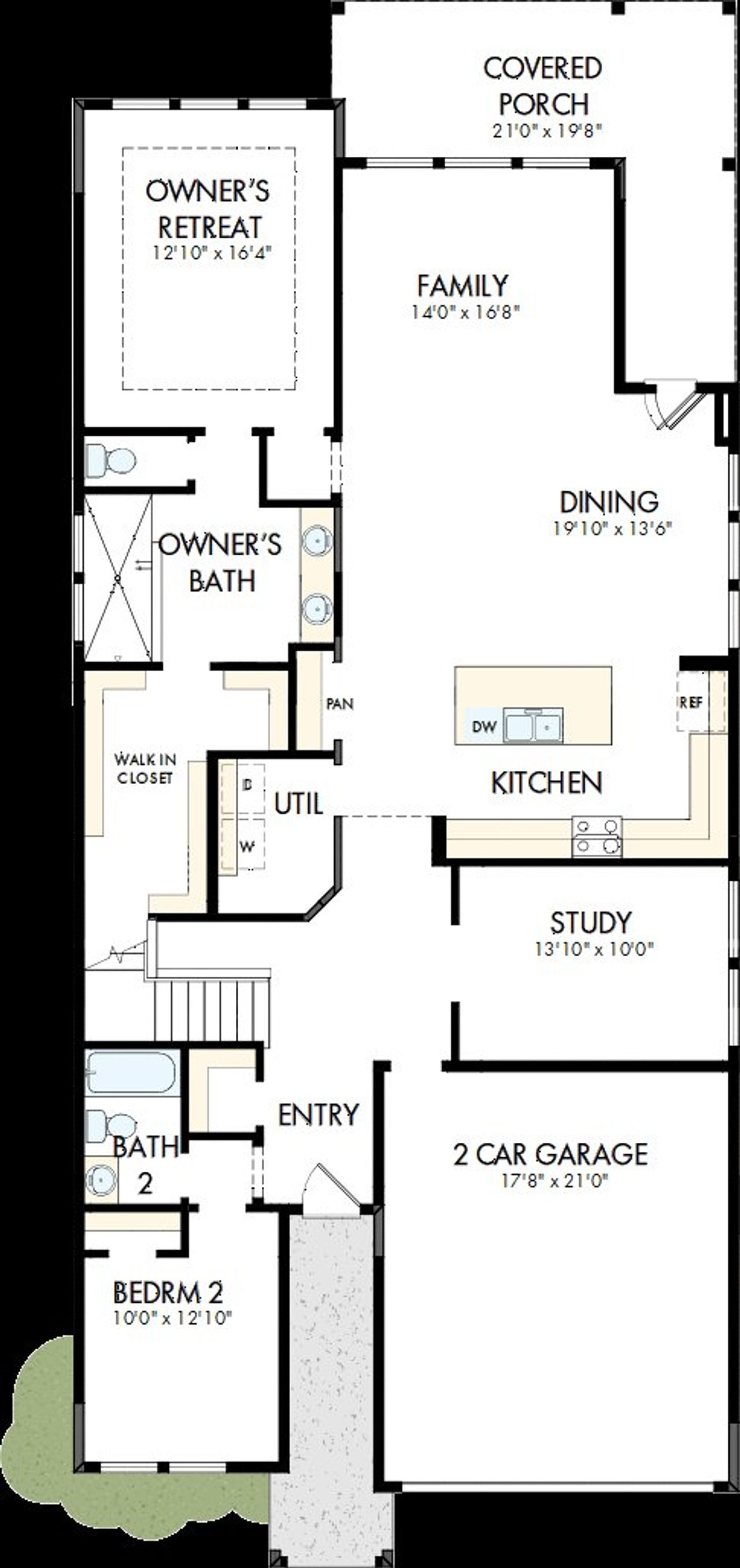 2D floor plan layout of this home in Escondido - Terrace Collection, Magnolia, TX (Image 2).