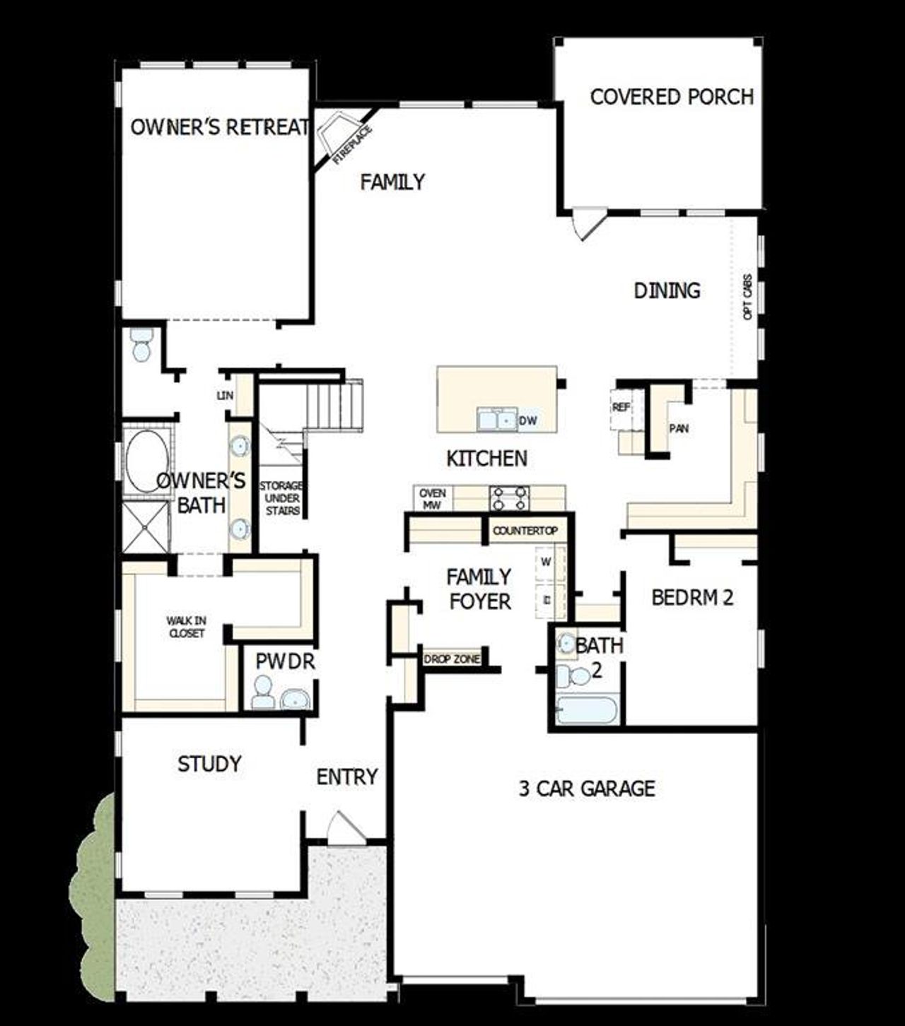 2D floor plan layout of this home in Pecan Square – Classics, Northlake, TX (Image 2).