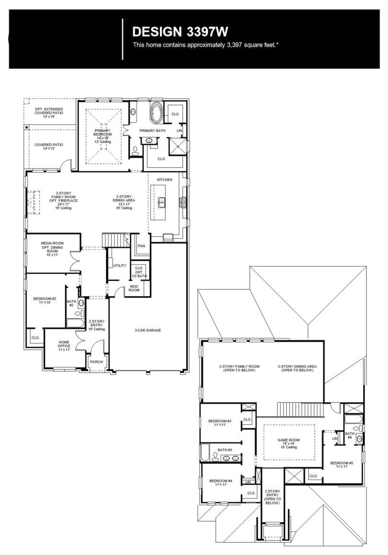 2D floor plan layout of this home in Wolf Ranch, Georgetown, TX (Image 2).