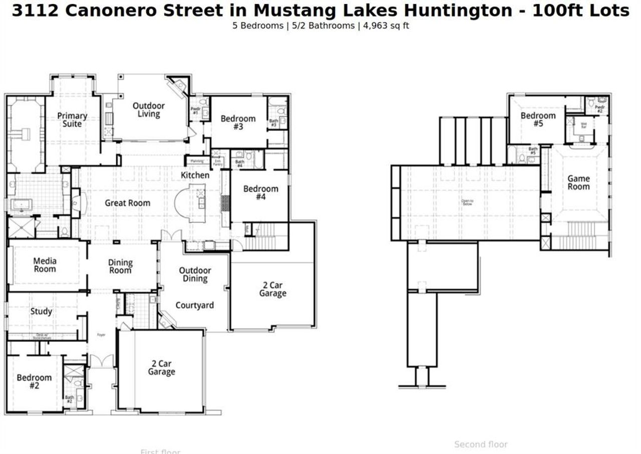 2D floor plan layout of this home in Mustang Lakes - 100ft Lots, Celina, TX (Image 2). 2D floor plan layout of this home in Mustang Lakes - 100ft Lots, Celina, TX (Image 2).