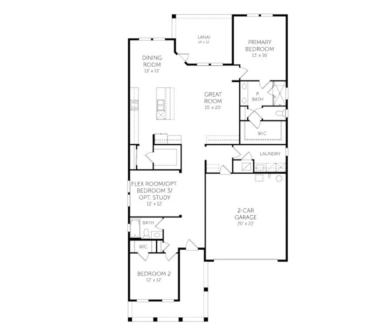 2D floor plan layout of this home in Green Key Village, Lady Lake, FL (Image 2).