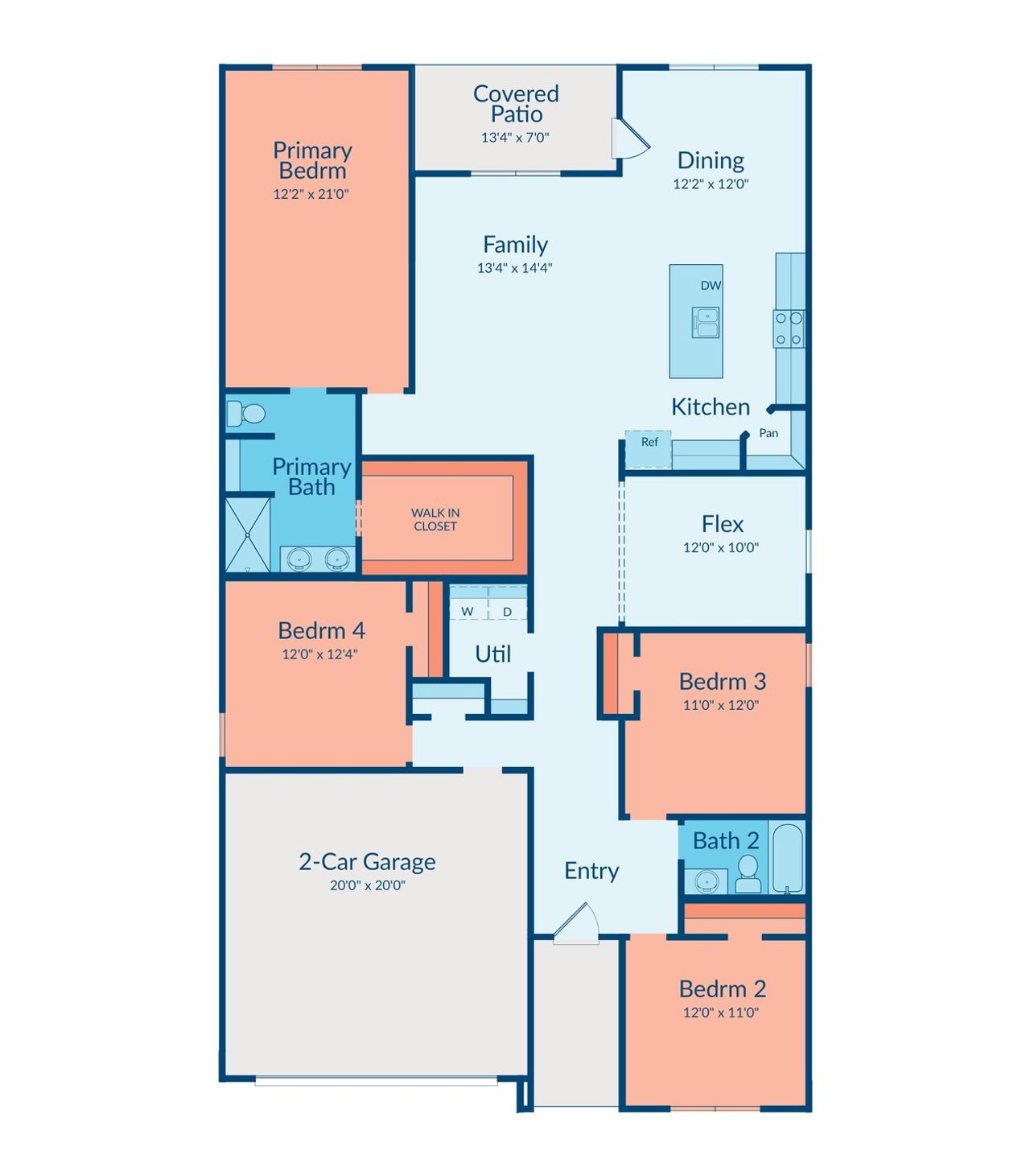 2D floor plan layout of this home in Meridiana, Manvel, TX (Image 2).