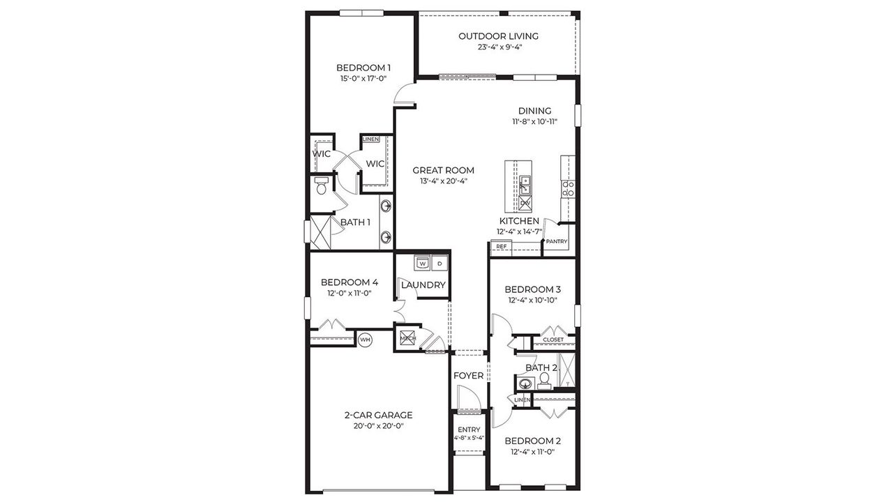 2D floor plan layout of this home in Lakes of Mount Dora, Mount Dora, FL (Image 2).