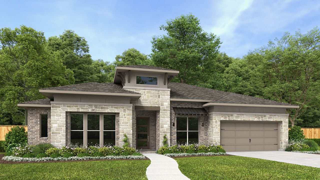 Representative exterior photo of a completed home built from the 3578P by Perry Homes in Audubon Park 70', Magnolia, TX (Image 2).