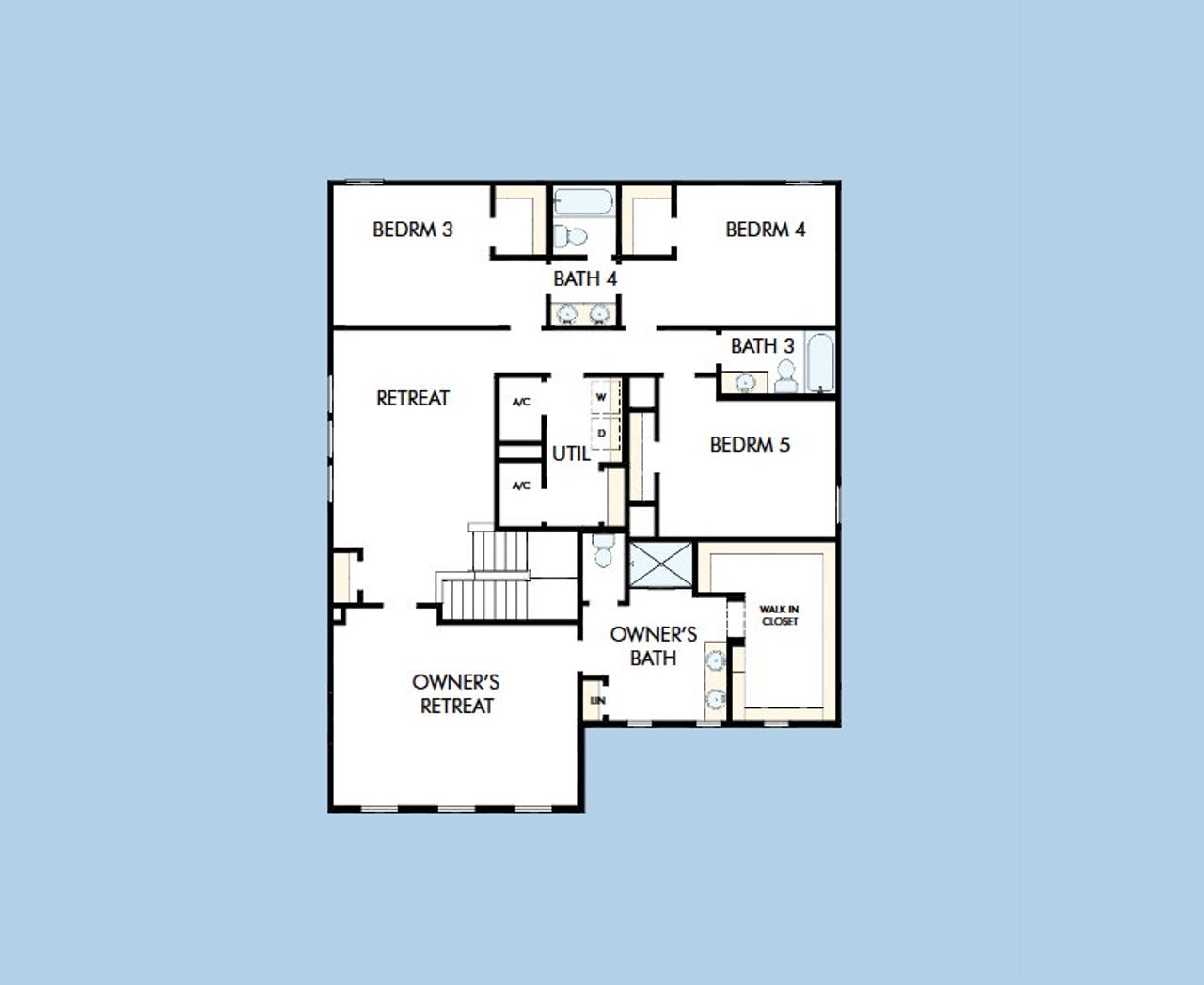 2D floor plan layout for the The Bradley by David Weekley Homes in Oakfield at Mount Dora Village Series, Mount Dora, FL (Image 2).