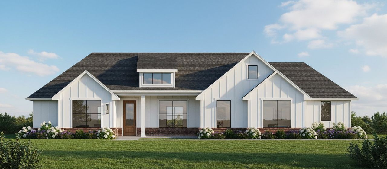 Representative exterior photo of a completed home built from the The Carnation by Kenmark Homes in Taylor Ranch, Springtown, TX (Image 2). Representative exterior photo of a completed home built from the The Carnation by Kenmark Homes in Taylor Ranch, Springtown, TX (Image 2).