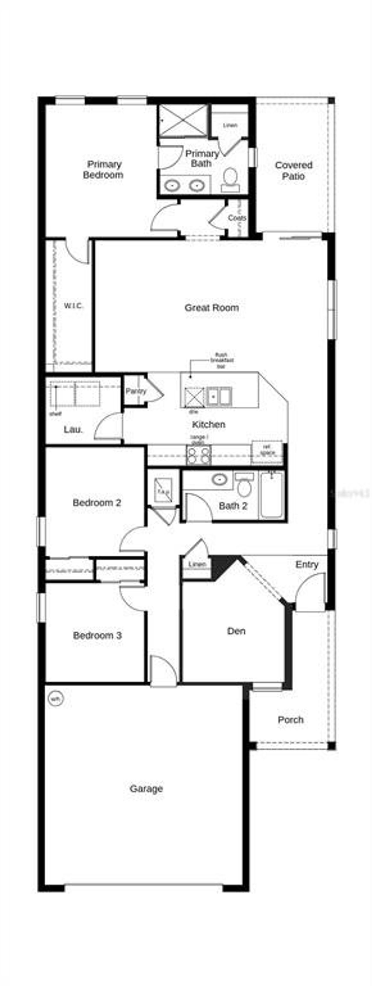 2D floor plan layout of this home in Pepper Grove I, Palmetto, FL (Image 2).